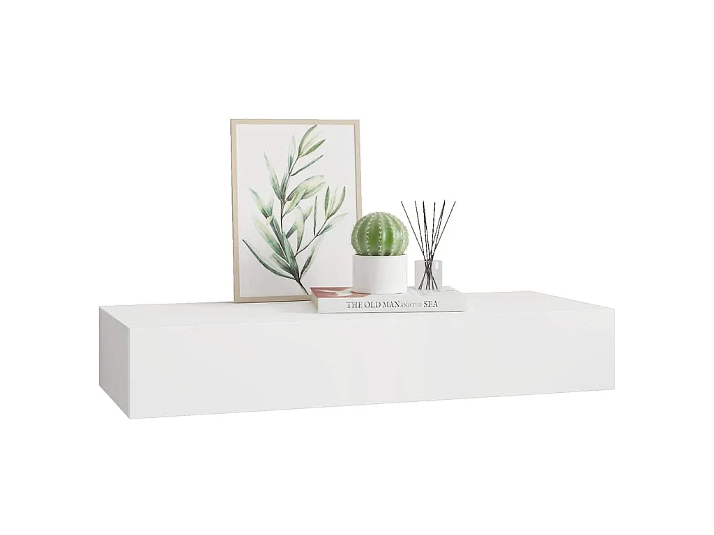 Étagère à tiroir murale Blanc 60x23,5x10 cm MDF