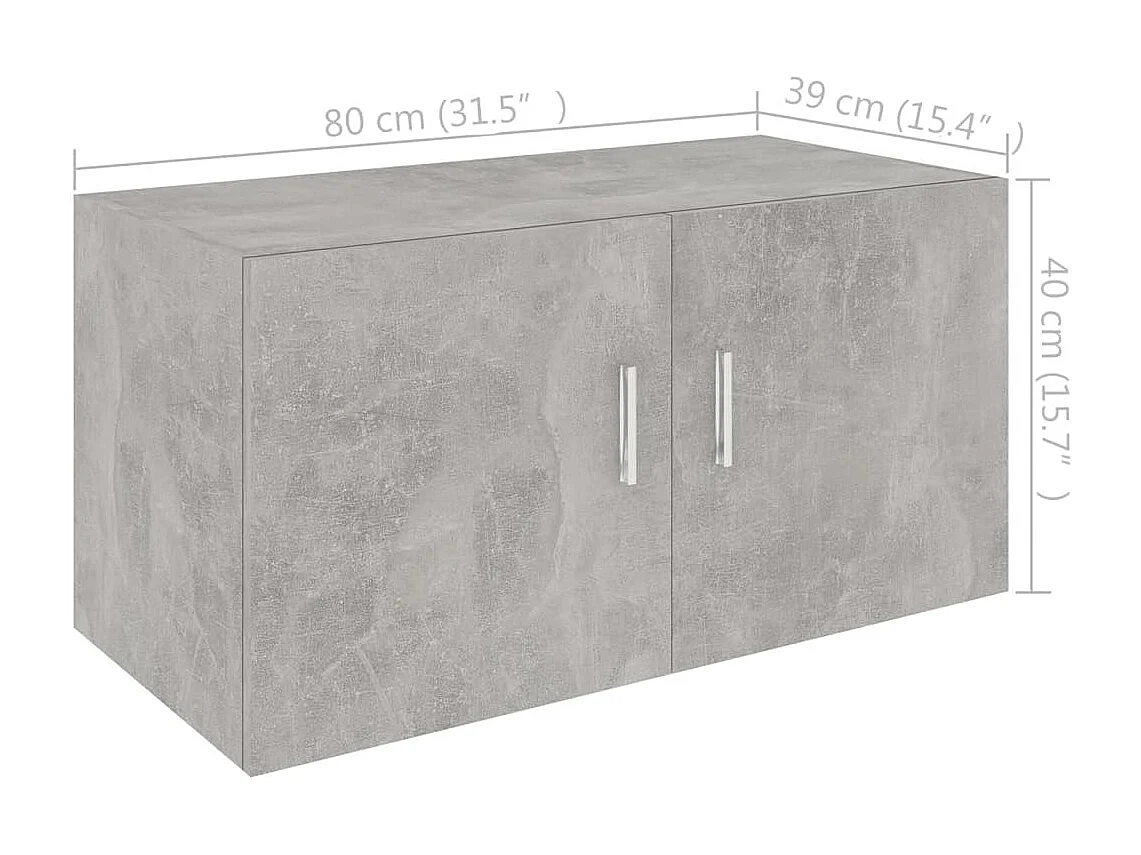 Hangkast 80x39x40 cm bewerkt hout betongrijs