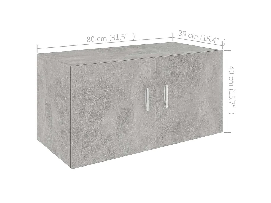 Armoire murale Gris béton 80x39x40 cm Bois d'ingénierie