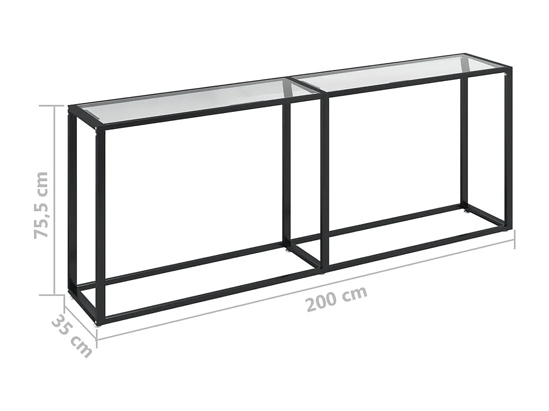 Wandtafel 200x35x75,5 cm gehard glas transparant