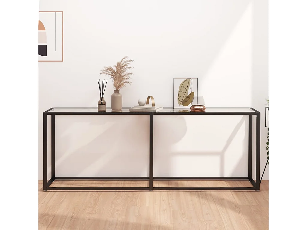 Tavolo Consolle Trasparente 200x35x75,5 cm in Vetro Temperato