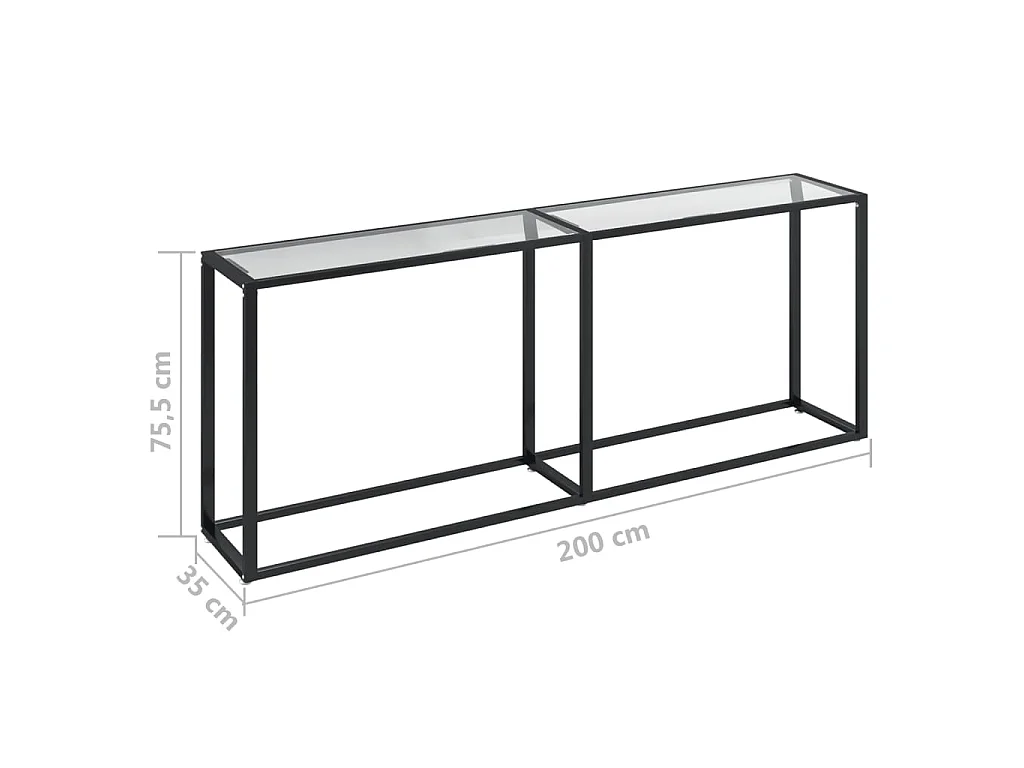 Tavolo Consolle Trasparente 200x35x75,5 cm in Vetro Temperato