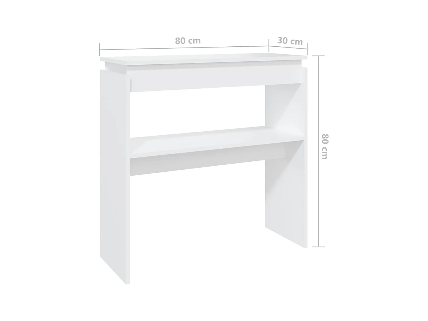 Tavolino Consolle Bianco 80x30x80 cm in Legno Multistrato