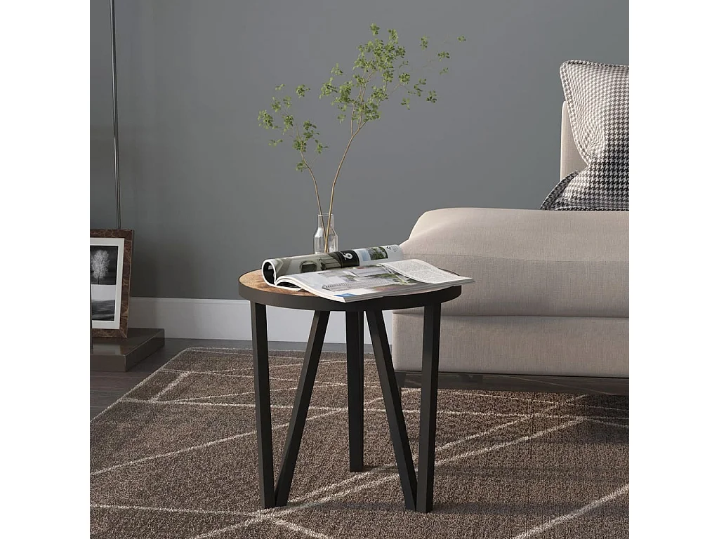 Table à thé Noir et jaune Ø35 cm MDF
