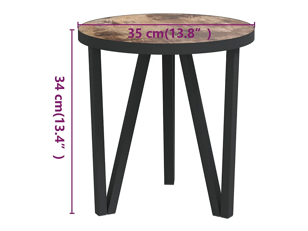 Table à thé Noir et jaune Ø35 cm MDF