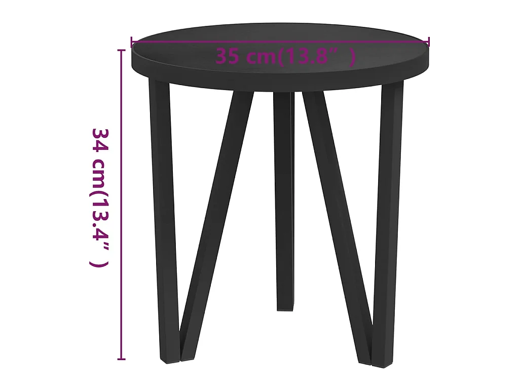 Mesa de centro Ø35 cm MDF preto