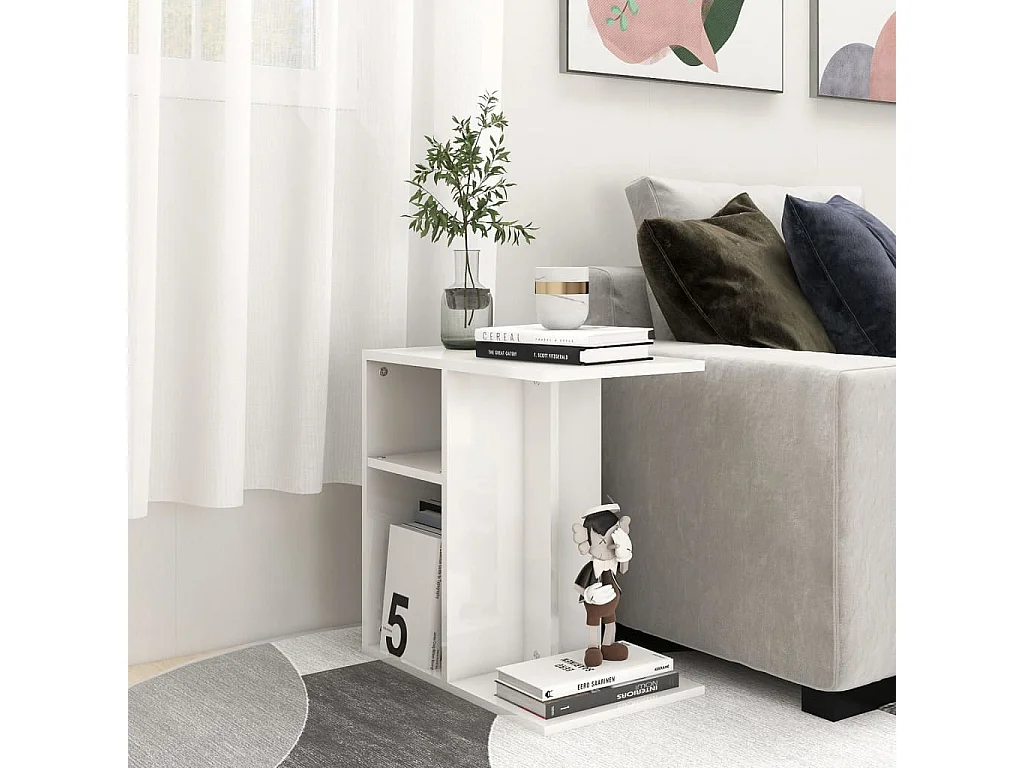 Table d'appoint Blanc brillant 50x30x50 cm Aggloméré