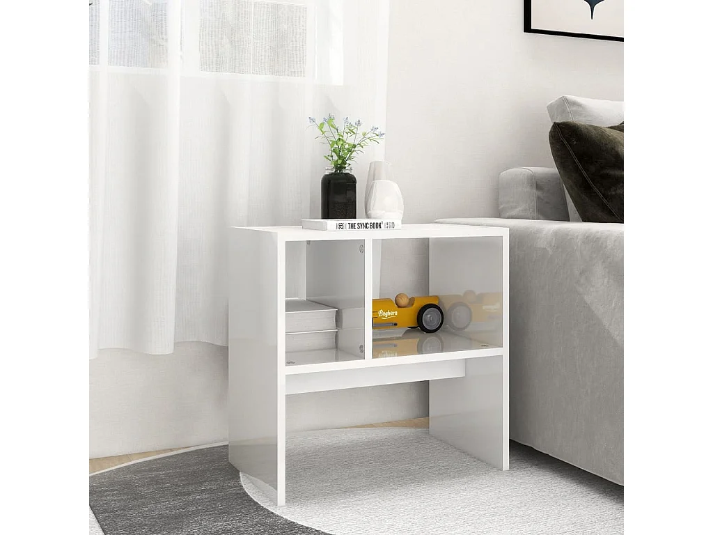 Table d'appoint Blanc brillant 50x30x50 cm Aggloméré