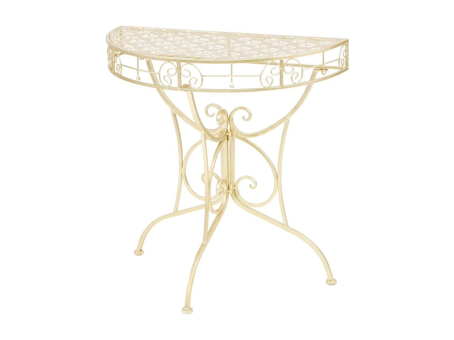 Table d'appoint Vintage Demi-ronde Métal 72x36x74 cm Doré