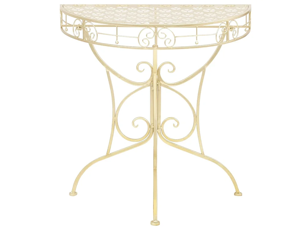 Bijzettafel vintage stijl half rond 72x36x74 cm metaal goud