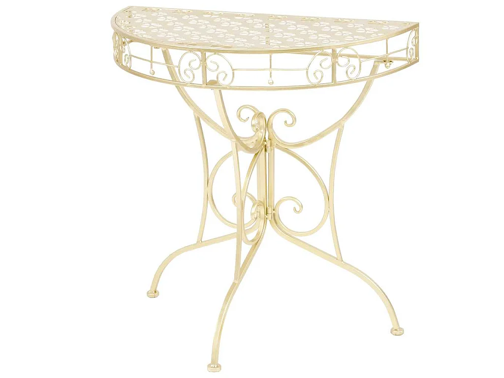 Tavolino Vintage in Metallo Semicircolare 72x36x74 cm Oro