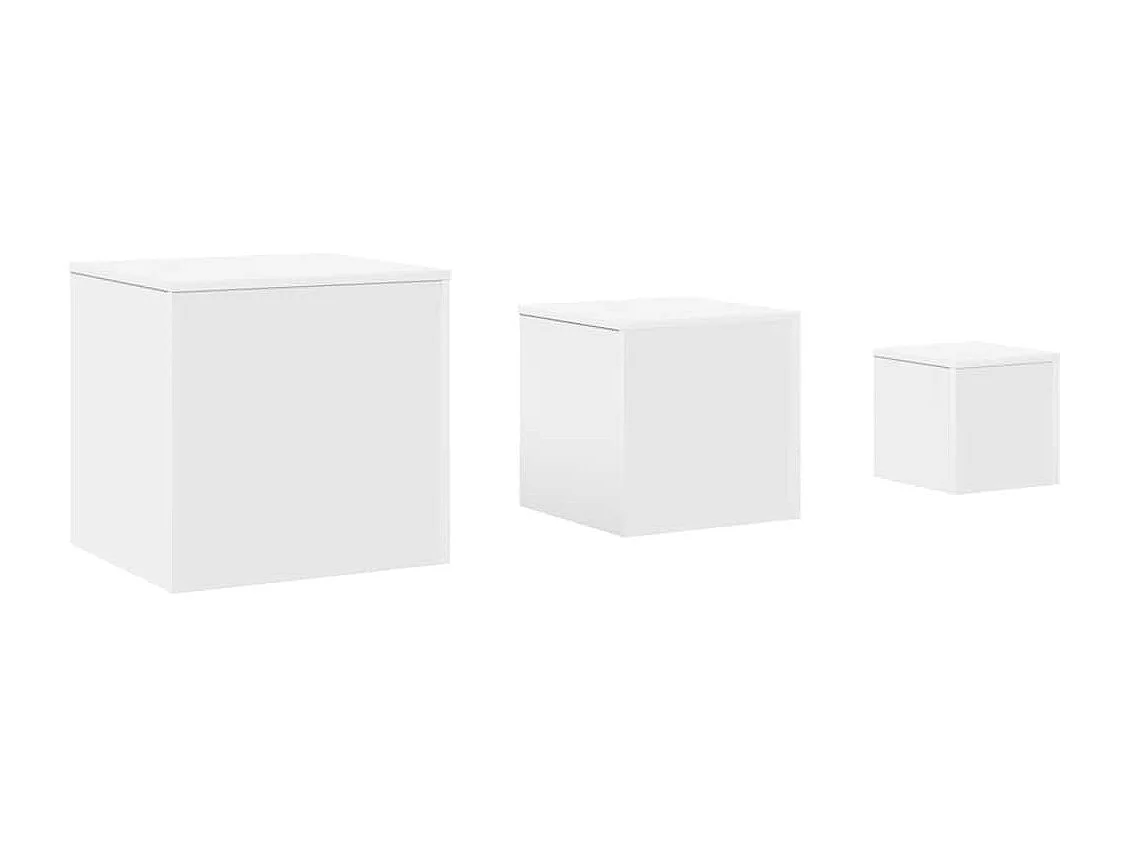 Tables d'appoint 3 pièces en bois d'ingénierie blanc