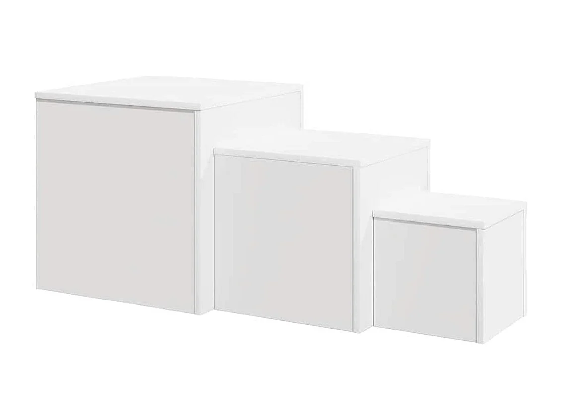 Tables d'appoint 3 pièces en bois d'ingénierie blanc