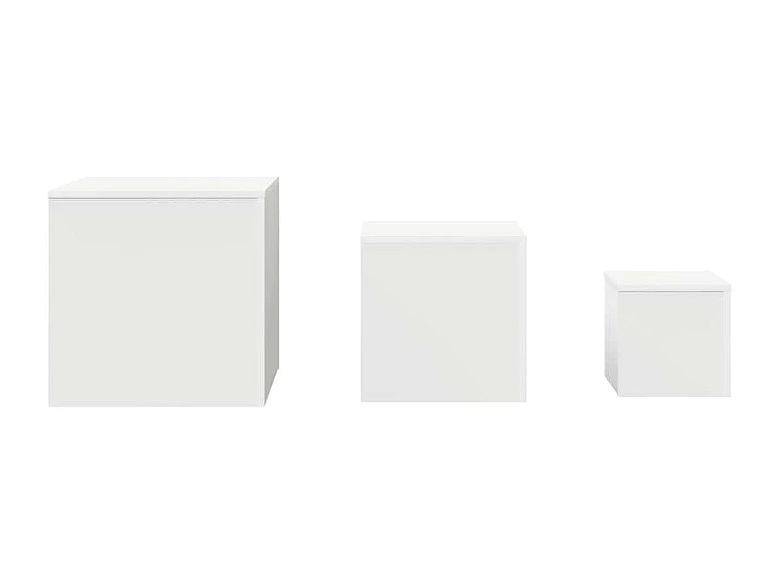 Tables d'appoint 3 pièces en bois d'ingénierie blanc