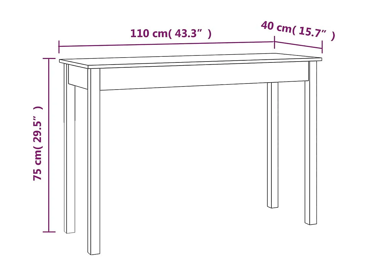 Table console 110x40x75 cm Bois massif de pin