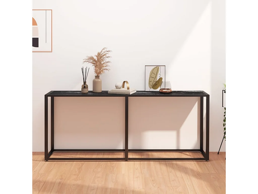 Wandtafel 180x35x75,5 cm gehard glas zwartmarmerkleurig