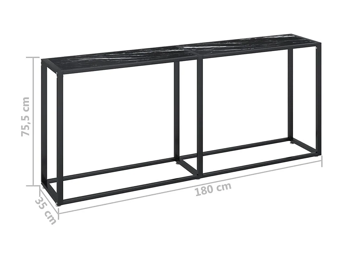Wandtafel 180x35x75,5 cm gehard glas zwartmarmerkleurig