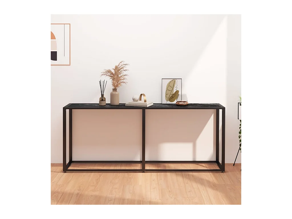 Wandtafel 180x35x75,5 cm gehard glas zwartmarmerkleurig