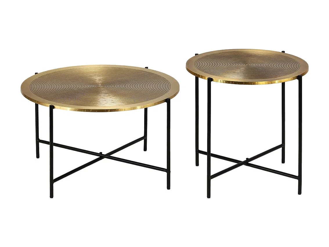 Set Tavoli 2 pz in MDF Rivestimento in Ottone