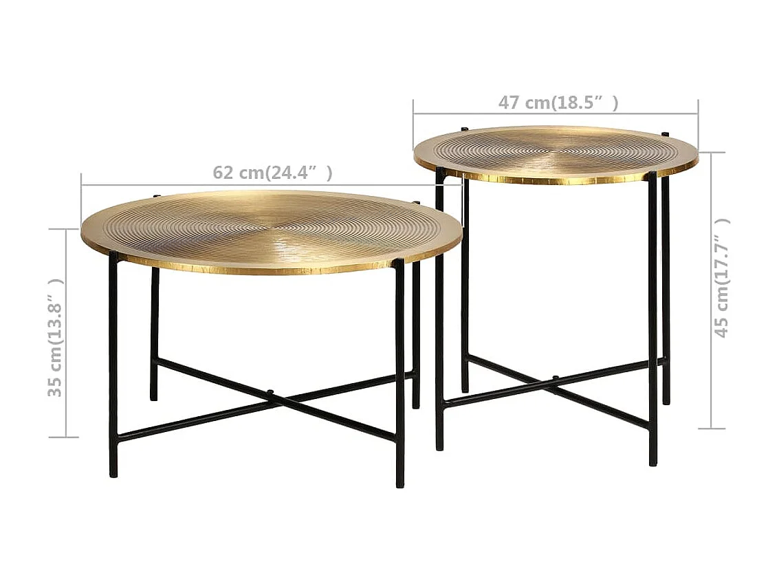 Set Tavoli 2 pz in MDF Rivestimento in Ottone