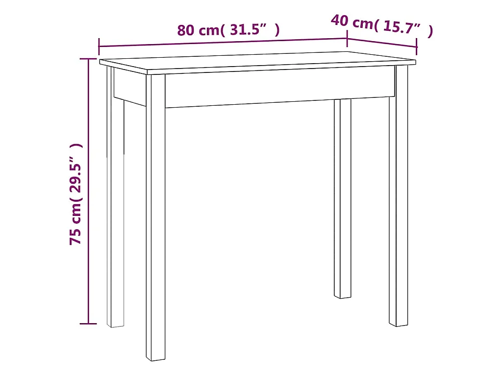 Table console 80x40x75 cm Bois massif de pin
