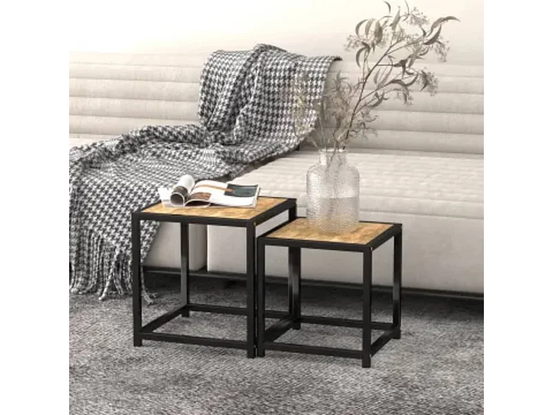 Tables à thé 2 pcs MDF Noir et jaune