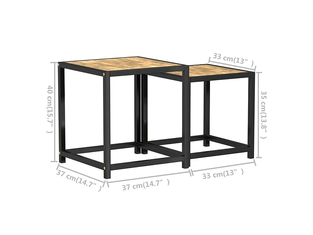 Tables à thé 2 pcs MDF Noir et jaune