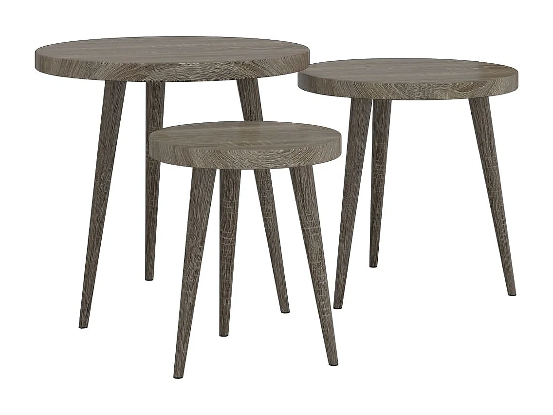 Ensemble de tables d'appoint 3 pcs Gris MDF et fer