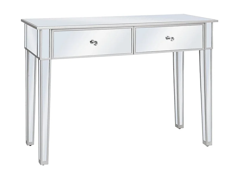 Table console miroir MDF et verre 106,5 x 38 x 76,5 cm