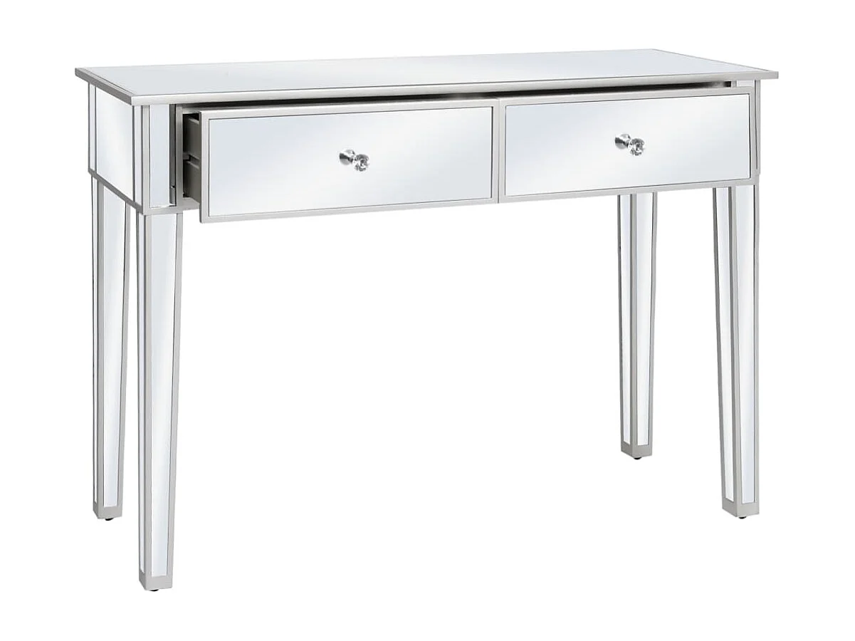 Mesa consola espelhada em MDF e vidro 106,5x38x76,5 cm