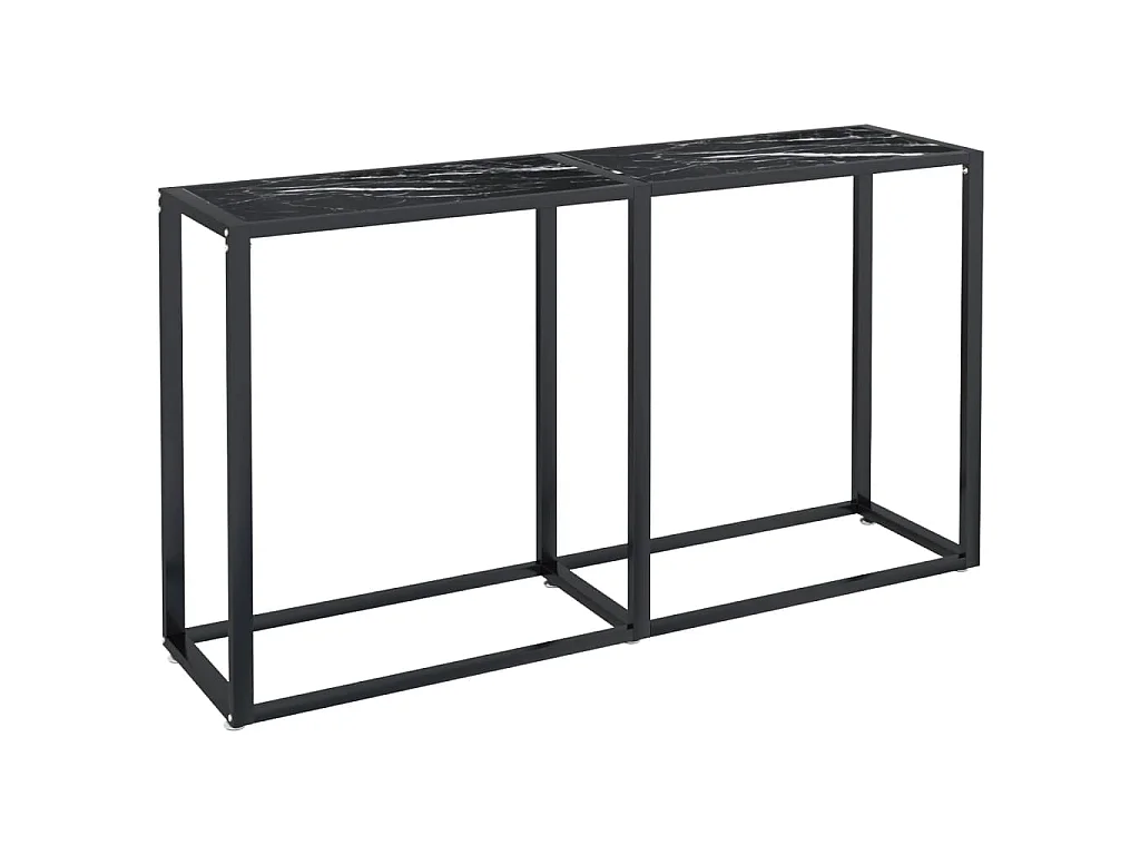 Konsolentisch Schwarz Marmor-Optik 140x35x75,5 cm Hartglas