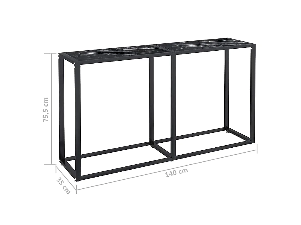 Wandtafel 140x35x75,5 cm gehard glas zwartmarmerkleurig