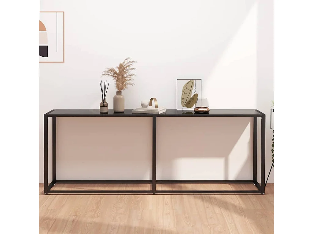 Table console Noir 200x35x75,5 cm Verre trempé