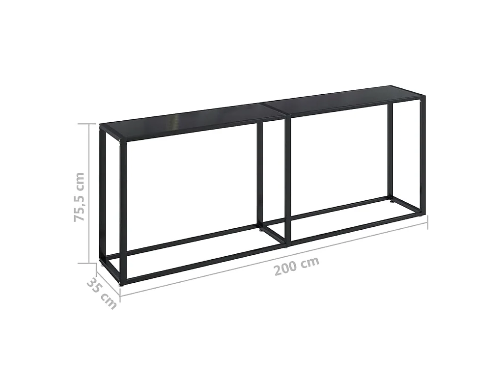 Table console Noir 200x35x75,5 cm Verre trempé