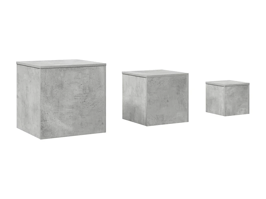 Tables d'appoint 3 pcs Gris béton Bois d’ingénierie