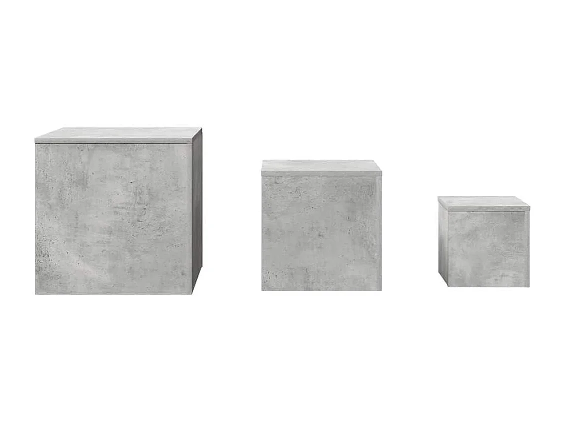 Tables d'appoint 3 pcs Gris béton Bois d’ingénierie