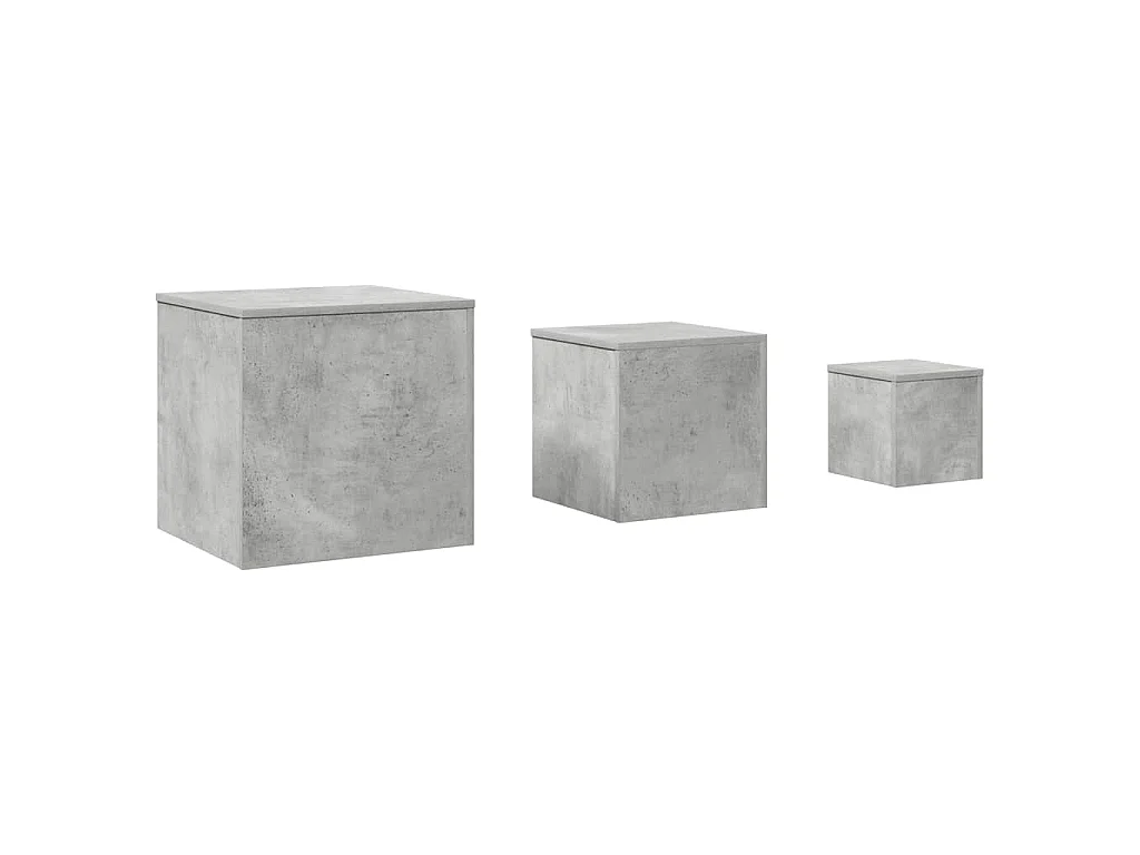 Tables d'appoint 3 pcs Gris béton Bois d’ingénierie