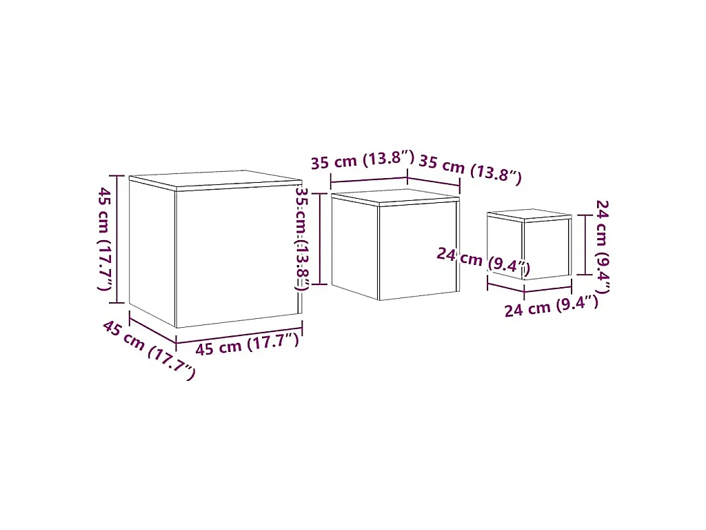 Tables d'appoint 3 pcs Gris béton Bois d’ingénierie