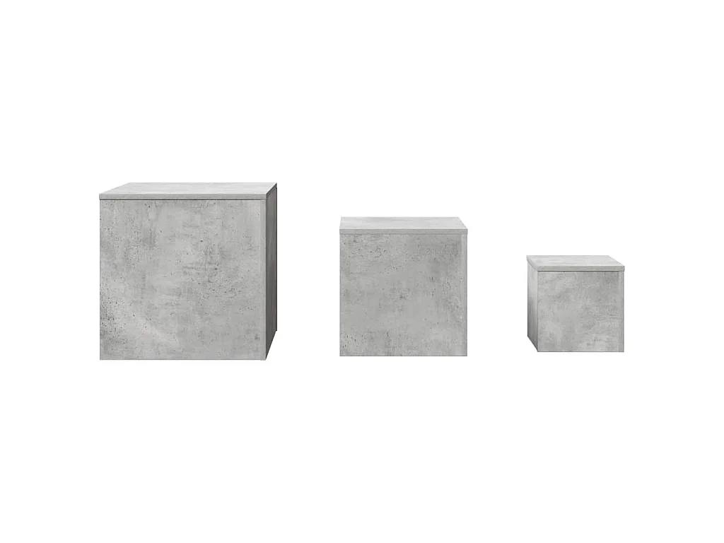 Tables d'appoint 3 pcs Gris béton Bois d’ingénierie