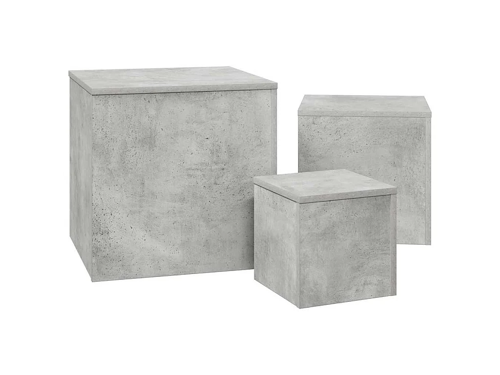 Tables d'appoint 3 pcs Gris béton Bois d’ingénierie