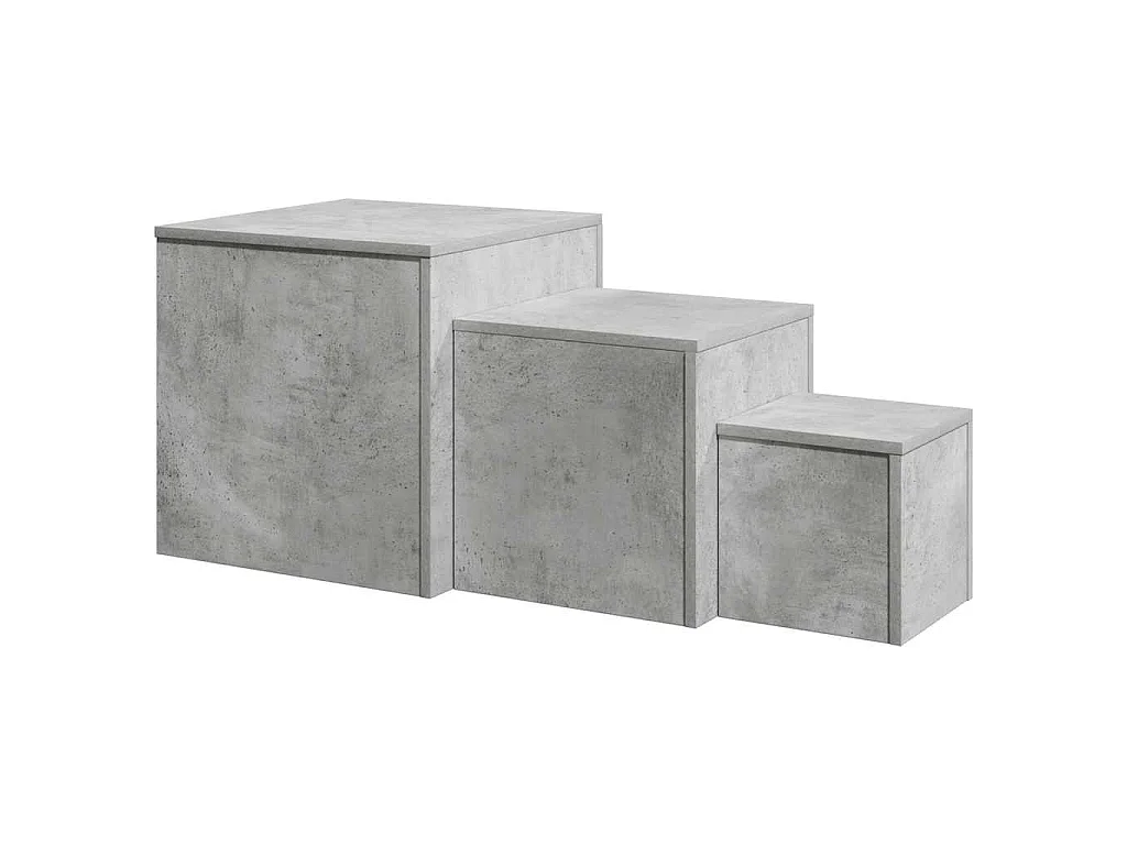 Tables d'appoint 3 pcs Gris béton Bois d’ingénierie