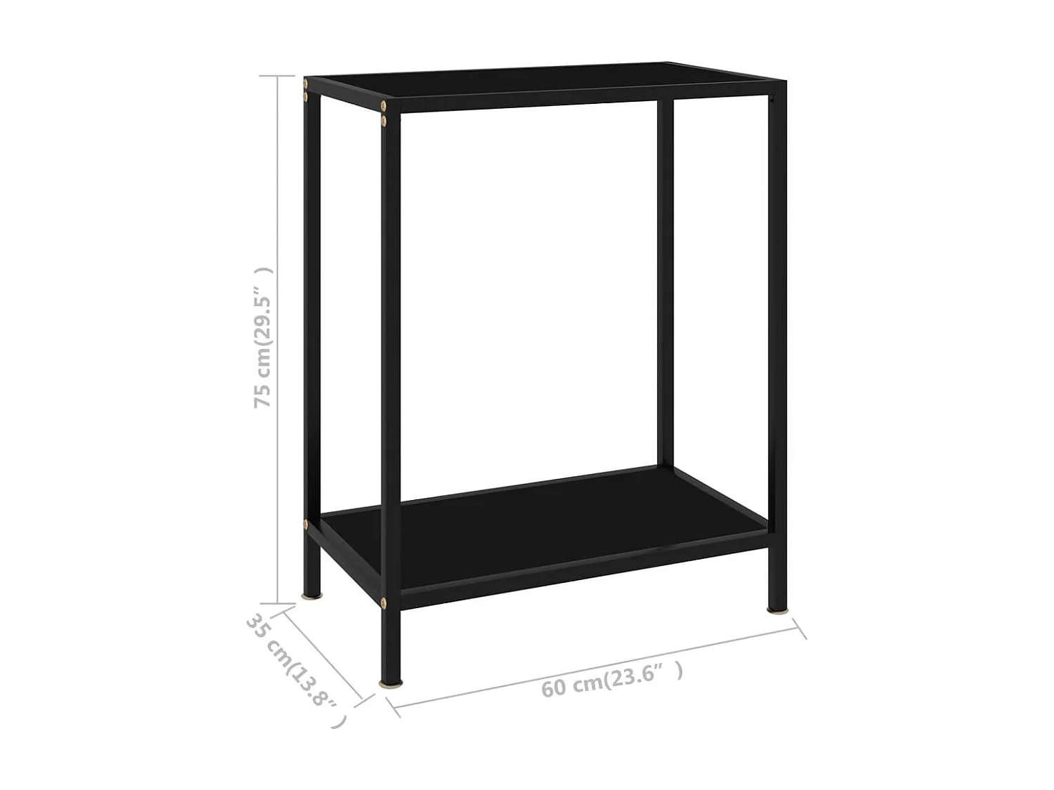 Wandtafel 60x35x75 cm gehard glas zwart