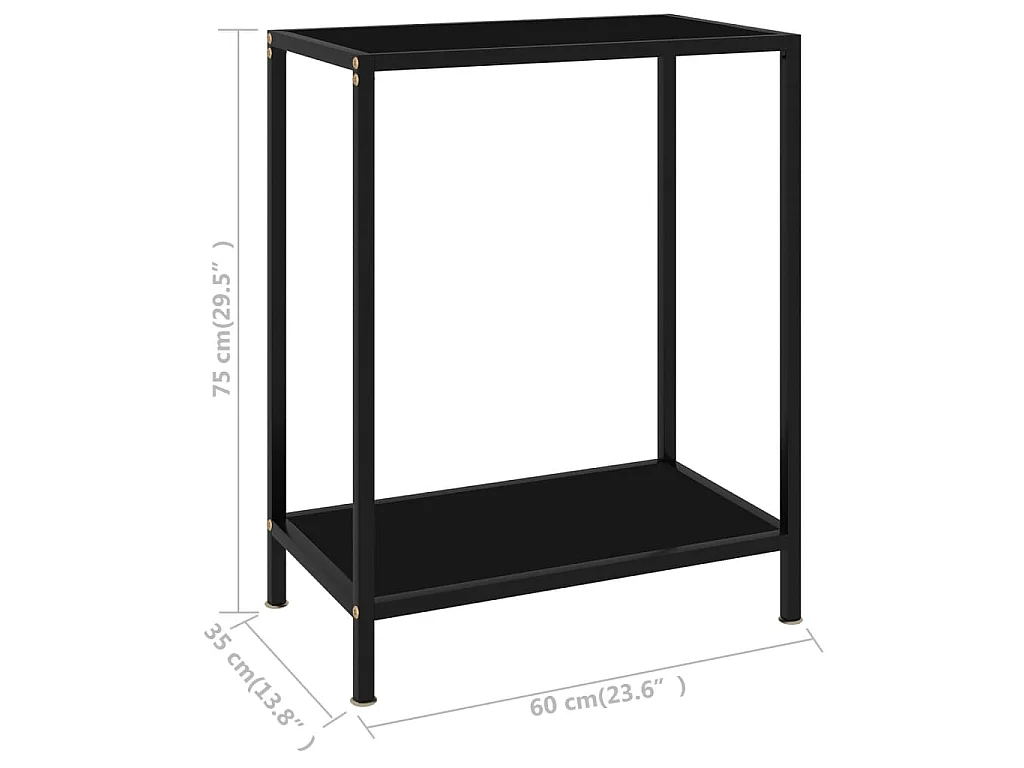 Wandtafel 60x35x75 cm gehard glas zwart