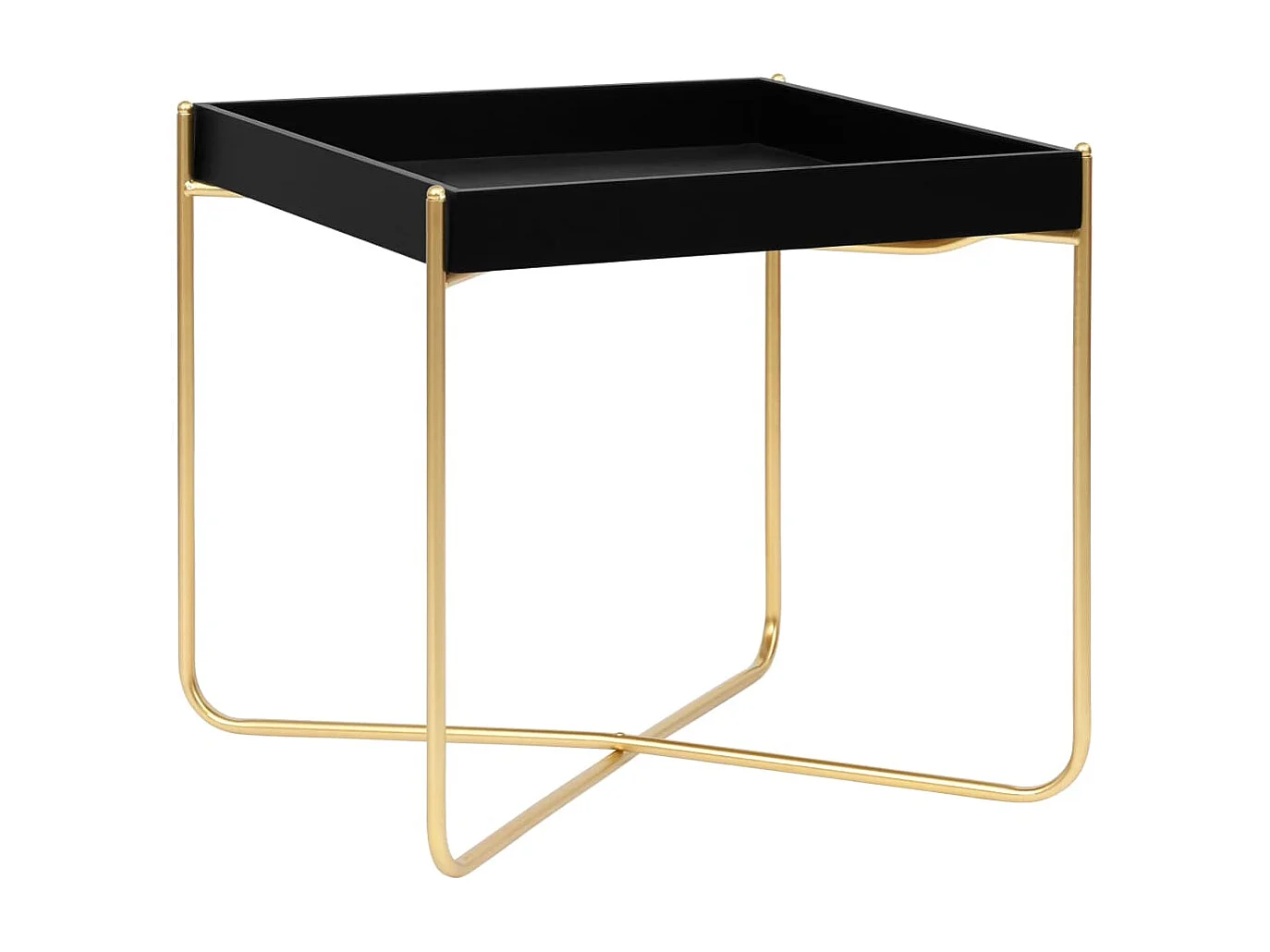 Tavolino Laterale Nero e Oro 38x38x38,5 cm in MDF
