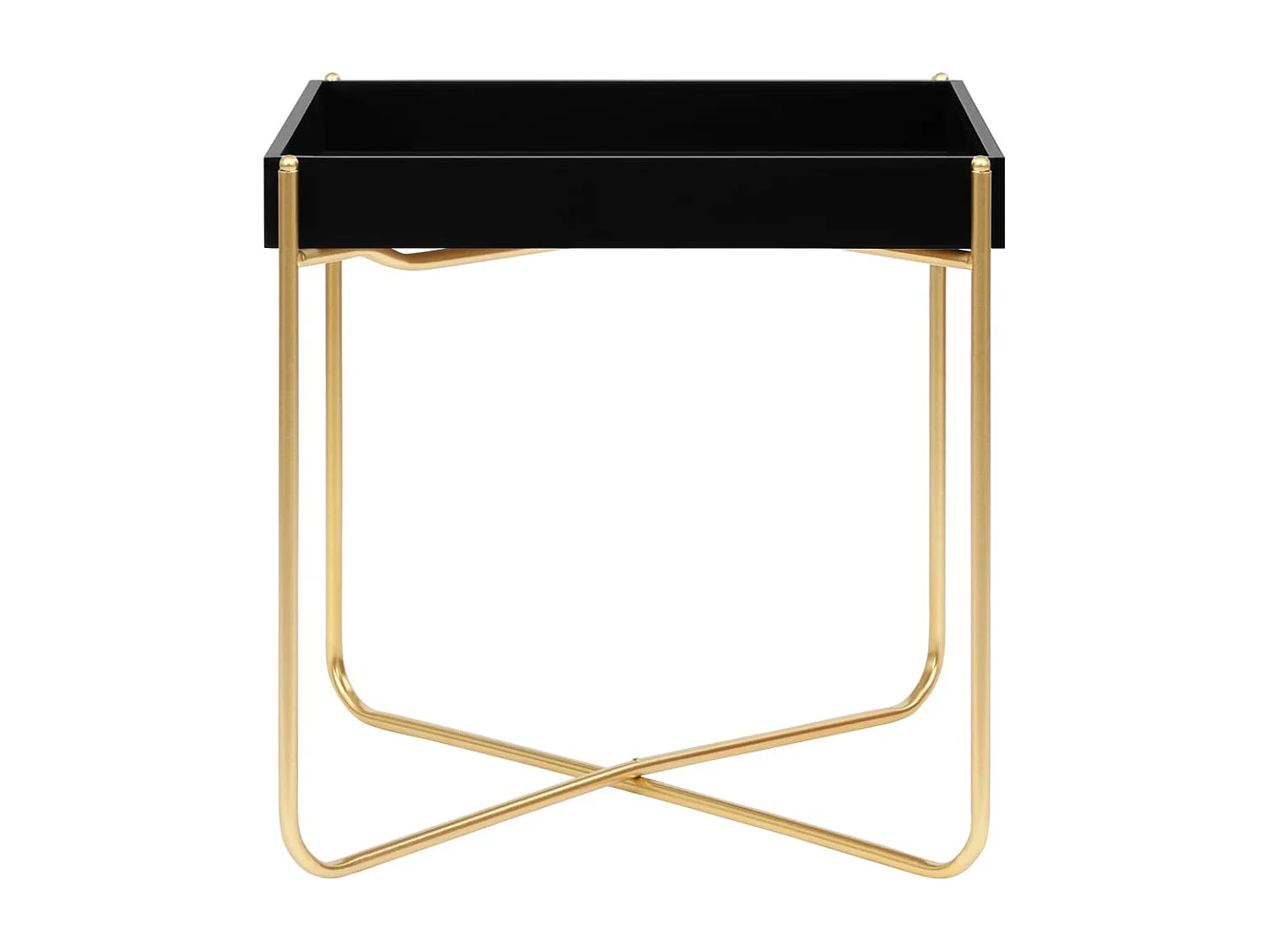 Tavolino Laterale Nero e Oro 38x38x38,5 cm in MDF