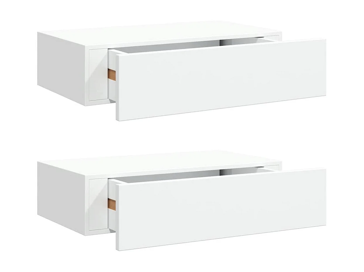 Étagères à tiroirs murales 2 pcs Blanc 40x23,5x10 cm MDF
