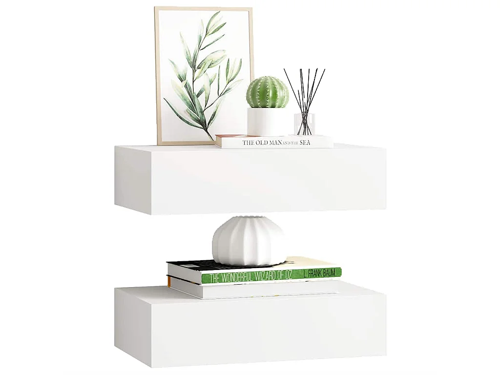 Étagères à tiroirs murales 2 pcs Blanc 40x23,5x10 cm MDF