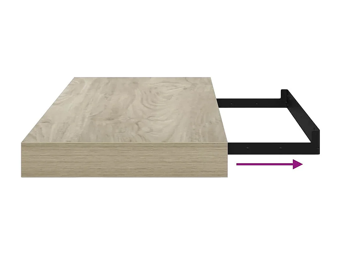 Étagère murale flottante chêne 50x23x3,8 cm MDF