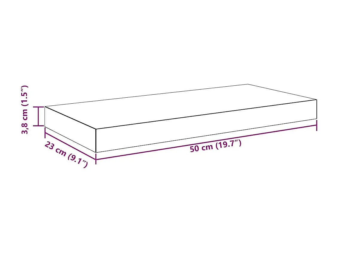 Étagère murale flottante chêne 50x23x3,8 cm MDF