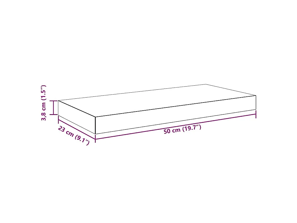 Étagère murale flottante chêne 50x23,5x3,8 cm MDF